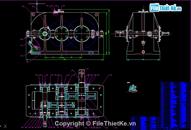 Bản vẽ,cơ khí,Giảm tốc bánh răng trụ,Bản vẽ autocad